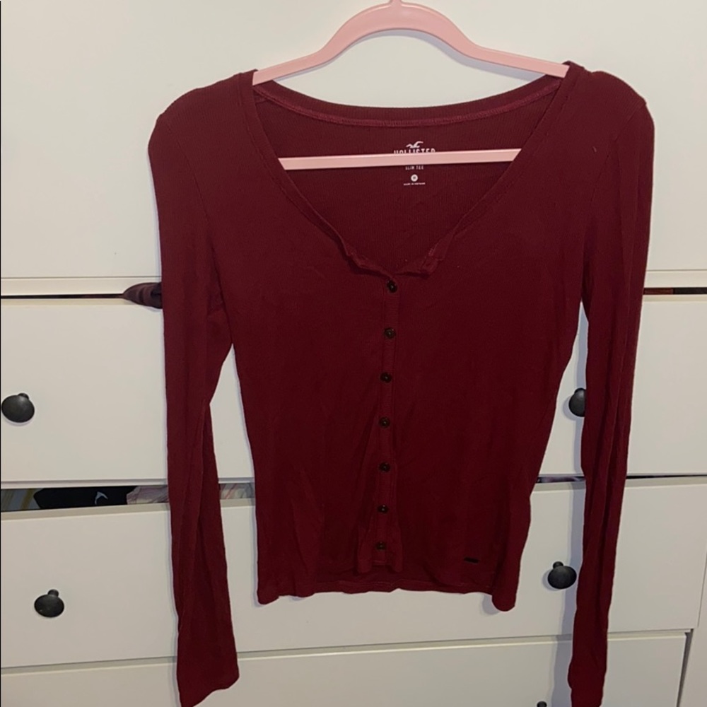 Hollister burgundy long sleeve shirt